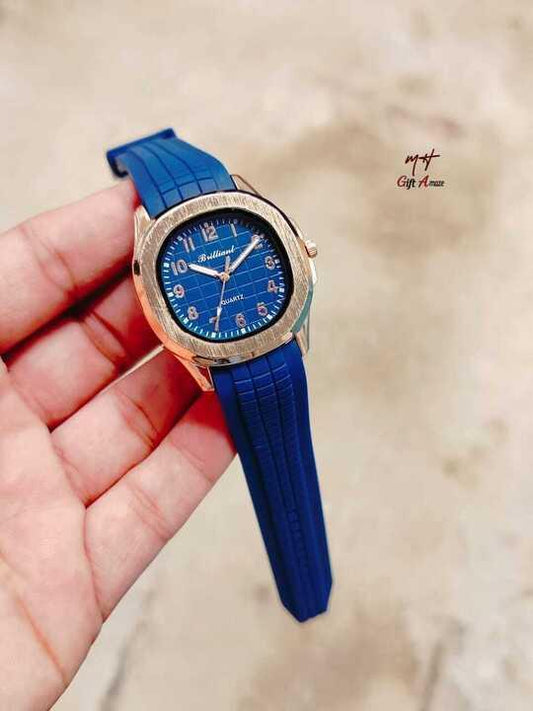 Men's wrist rubber trep stainless dial watch