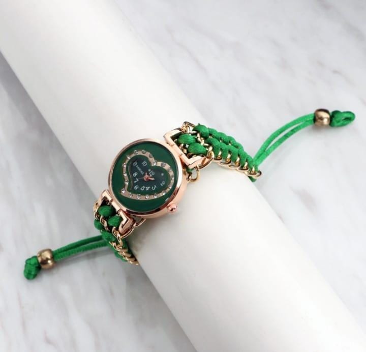 Heart Shaped Quartz Watch For Women's with chain strep