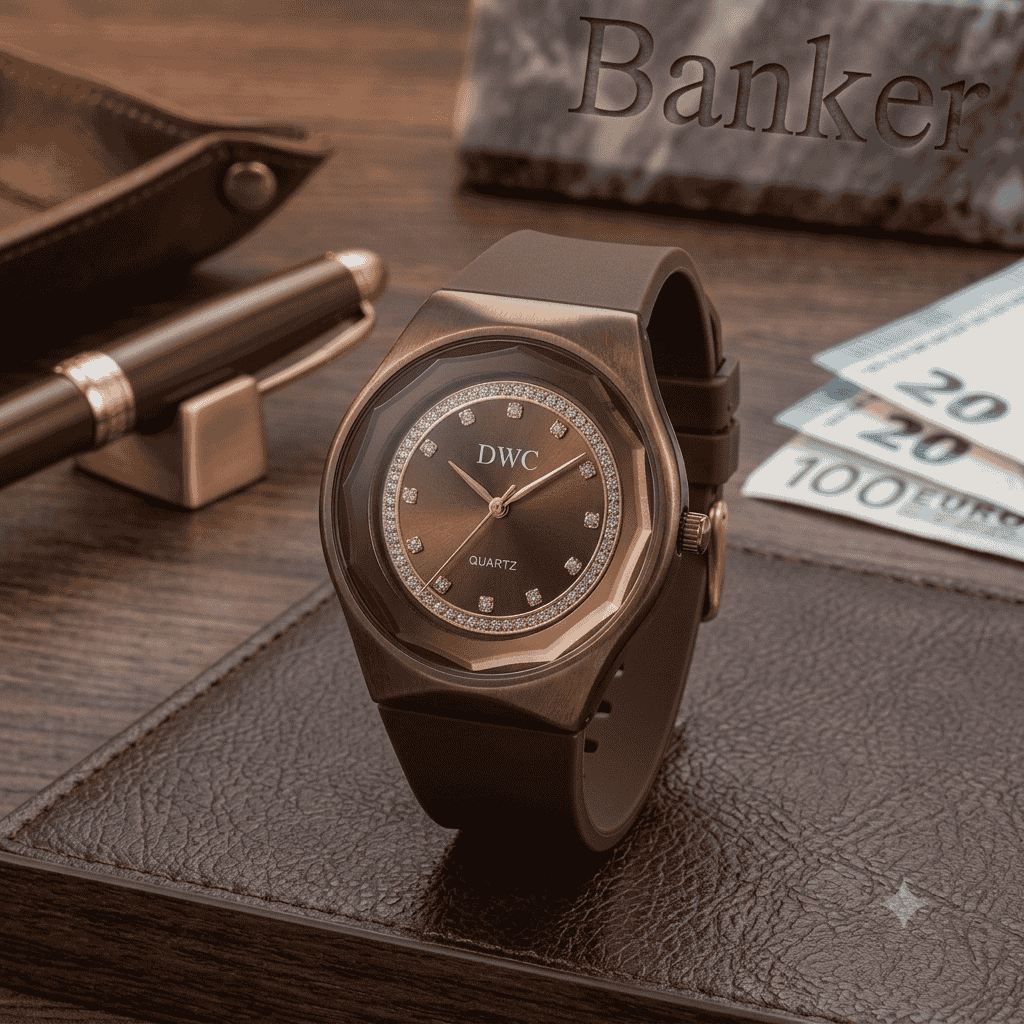 Men's wrist rubber strep stainless dial watch