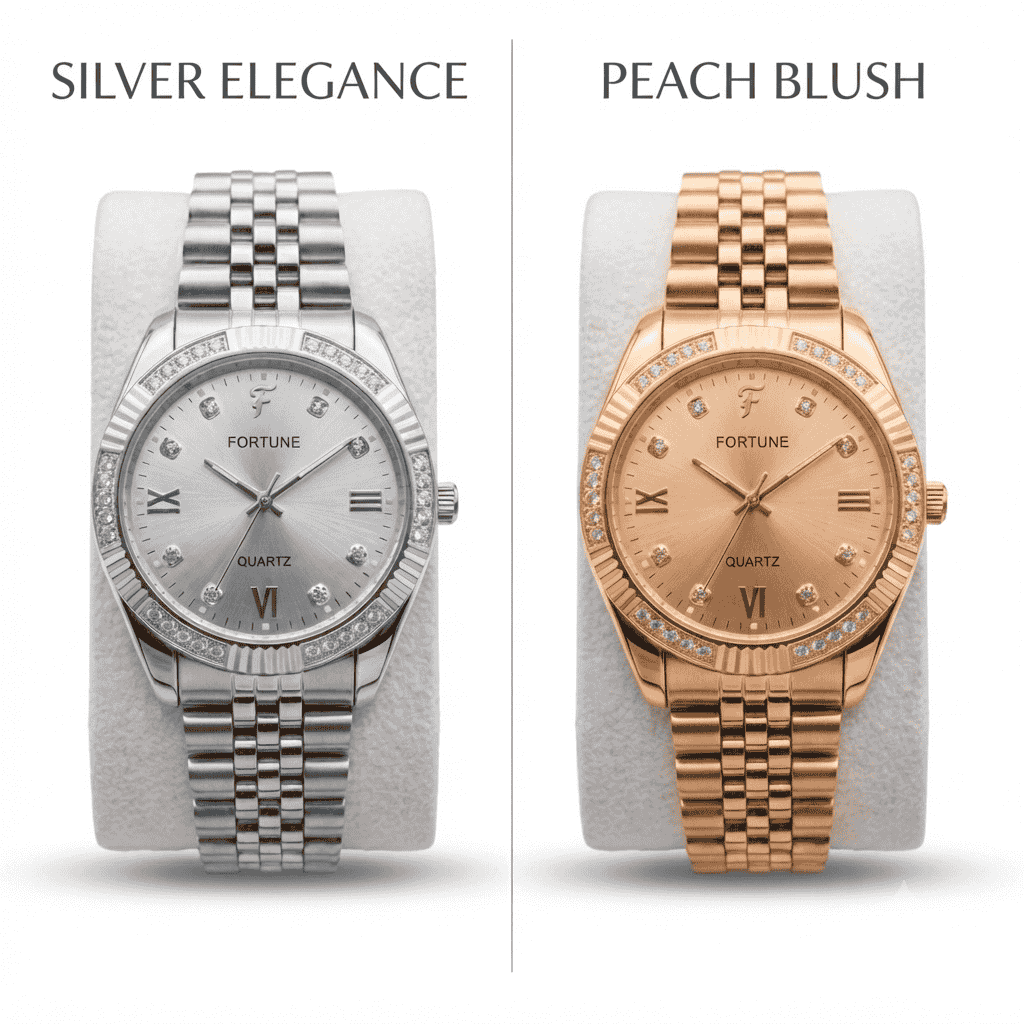 Fortune Luxury Gold Quartz Watch – Diamond Accent Stainless Steel
