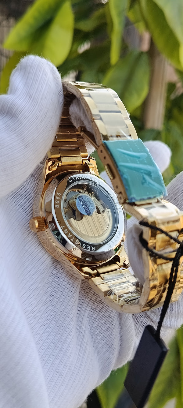 Fitron Men's Full Gold Colour Moonphase Watch(Automatic)