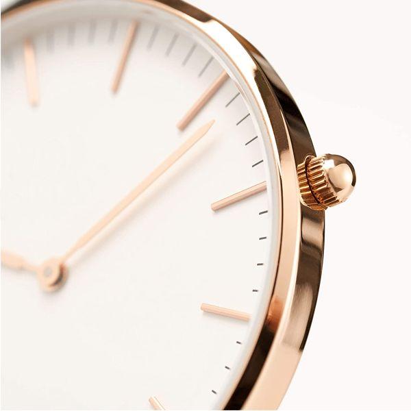 Men's Leather Strap Golden Dial Watch