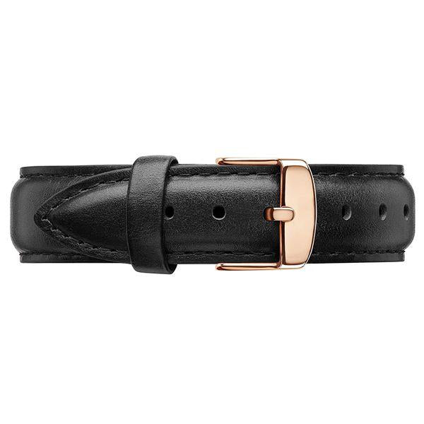 Men's Leather Strap Golden Dial Watch