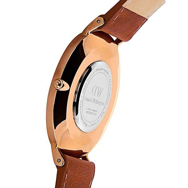 Men's Leather Strap Golden Dial Watch