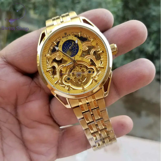 MOON FACE FULL GOLDEN WATCH  Automatic