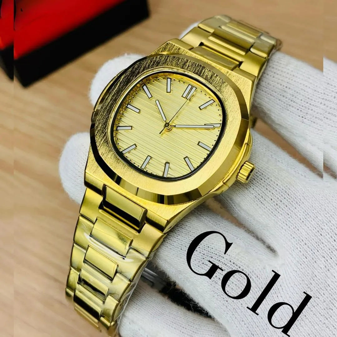 Men's Square  premium Watch Black Dial Silver Chain Strep