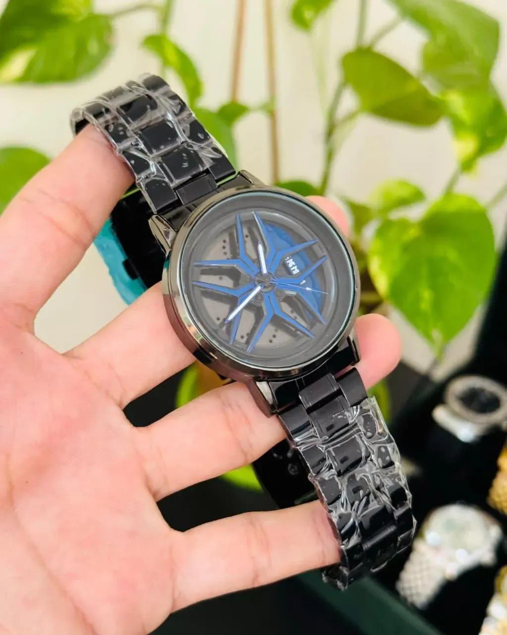 KM Luxury Black Star Dial Watch – Premium Stainless Steel Men's Watch