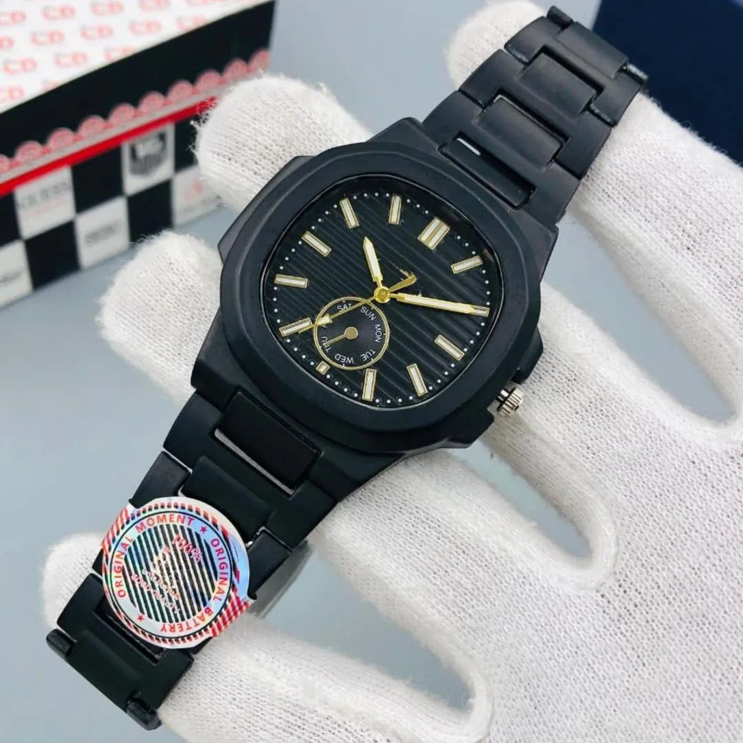 Mens Quartz Square Dual Stainless Watch