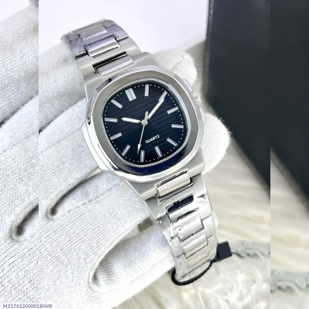 Mens Quartz Square Dual Stainless Watch