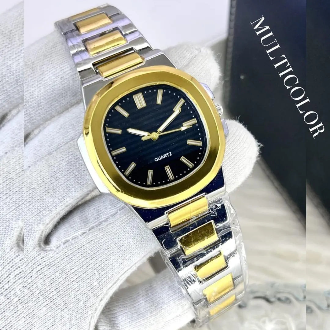 Mens Quartz Square Dual Stainless Watch