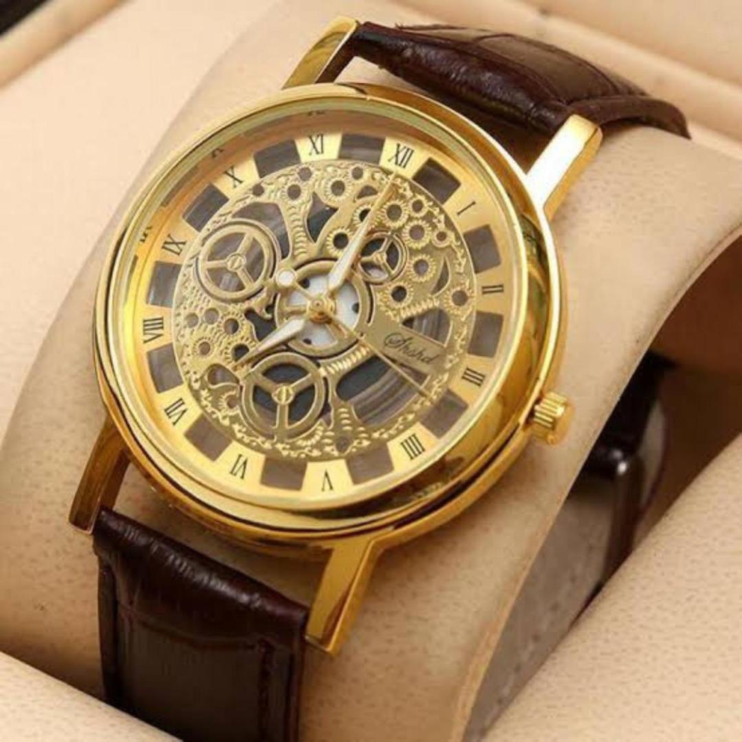 Men's Roman Dial Leather Strap watch