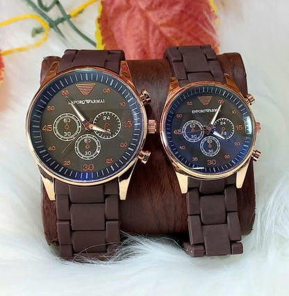 Emporio Armani Fiber Strap Couple Watch Set