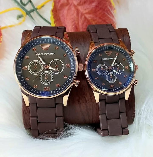 Emporio Armani Fiber Strap Couple Watch Set