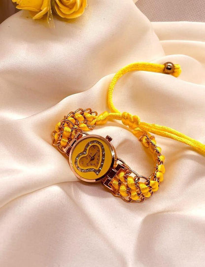 Heart Shaped Quartz Watch For Women's with chain strep