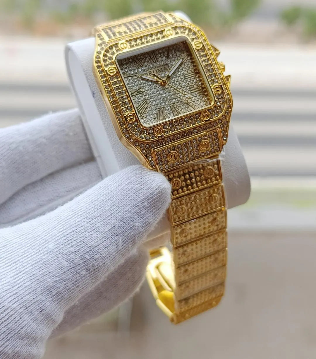 Luxury Diamond Rhine stone watch stone gold Chain Strep