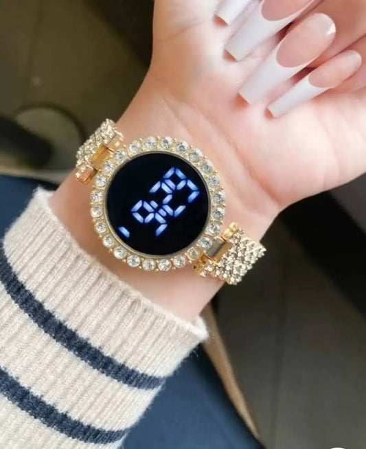 Digital Display Women's Bracelet Round Touch Watch