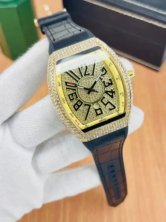 Diamond stone Men's luxury watch with working date