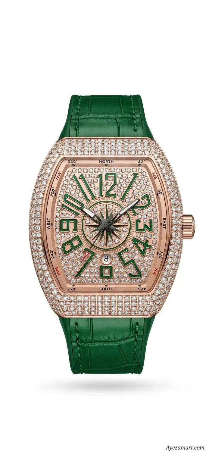 Diamond stone Men's luxury watch with working date