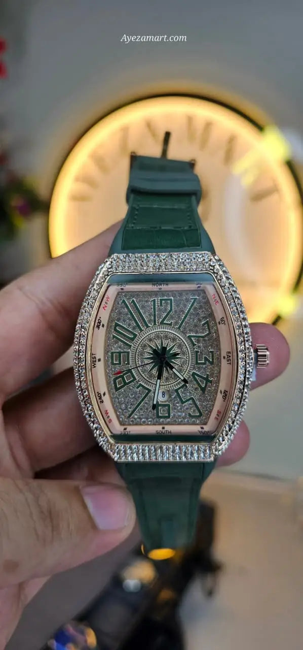 Diamond stone Men's luxury watch with working date