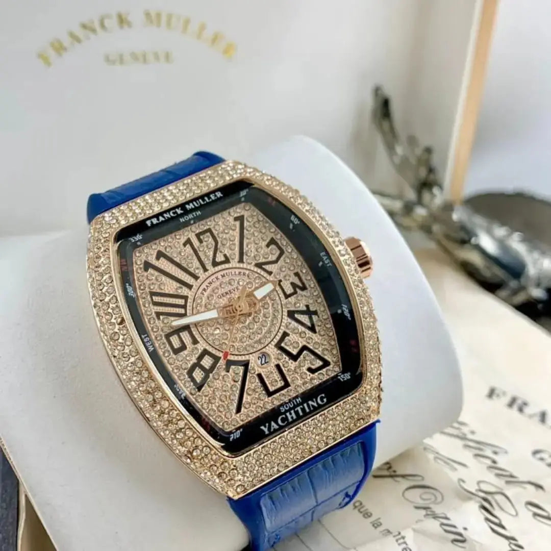 Diamond stone Men's luxury watch with working date