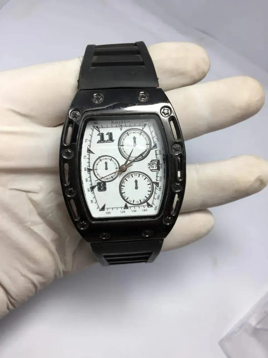 Black square chronograph with date watch for men