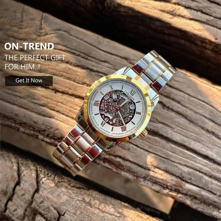 Men's Skeleton Time Date Watch