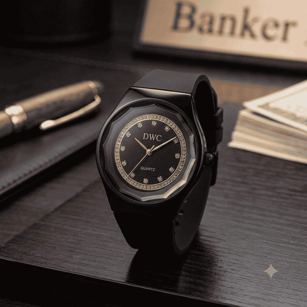 Men's wrist rubber strep stainless dial watch