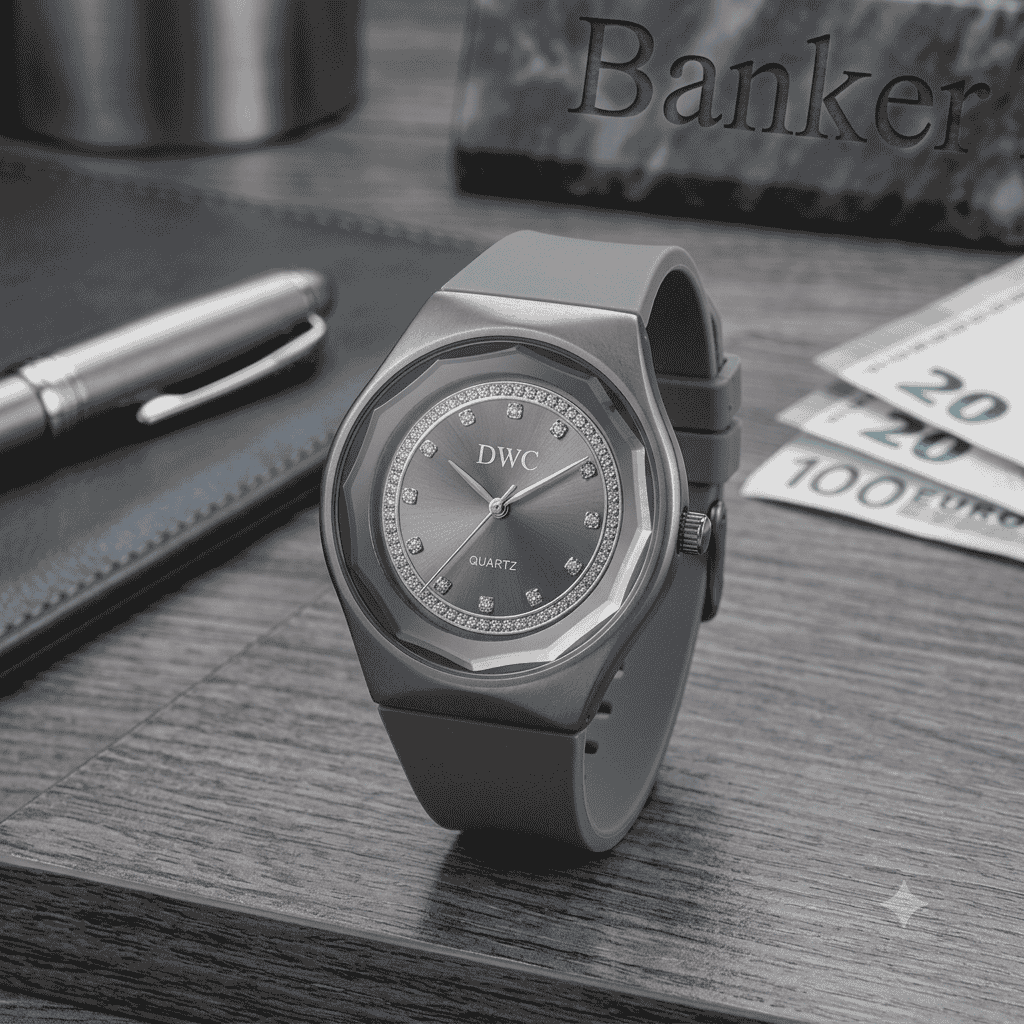 Men's wrist rubber strep stainless dial watch