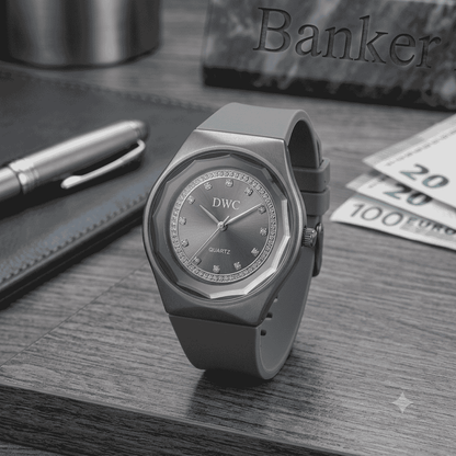 Men's wrist rubber strep stainless dial watch
